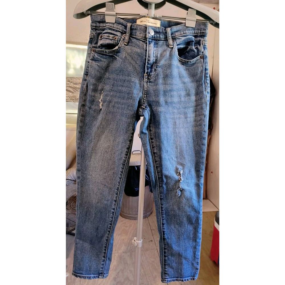 GAP 1969 Jeans Women Sz 27r Authentic Best Girlfriend Zip Slim Distressed